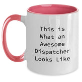 Dispatcher Humor Gifts from Friends for Graduation Unique Two Tone Coffee Mug - This Is What An Awesome Dispatcher Looks Like - Main